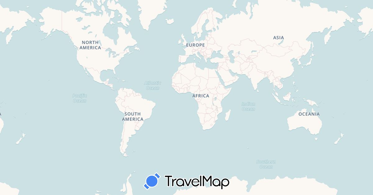 TravelMap itinerary: driving, boat in Belgium, Germany, Denmark, Spain, France, Gibraltar, Italy, Luxembourg, Norway, Portugal (Europe)